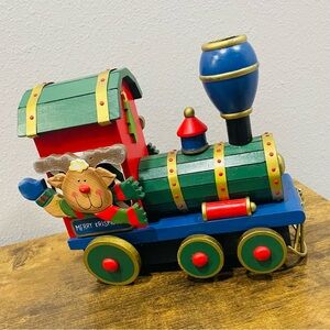 Vintage 90’s Wooden Merry Krismoose Train Locomotive Christmas Decoration